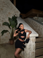 Set Shkëlqyes Crop Top Dhe Mini Fund