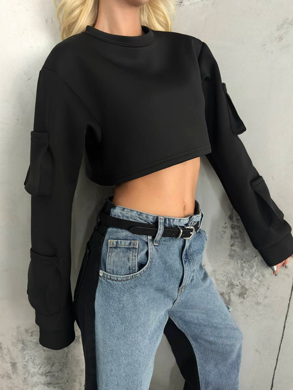 Crop Top Me Xhepa Anësorë